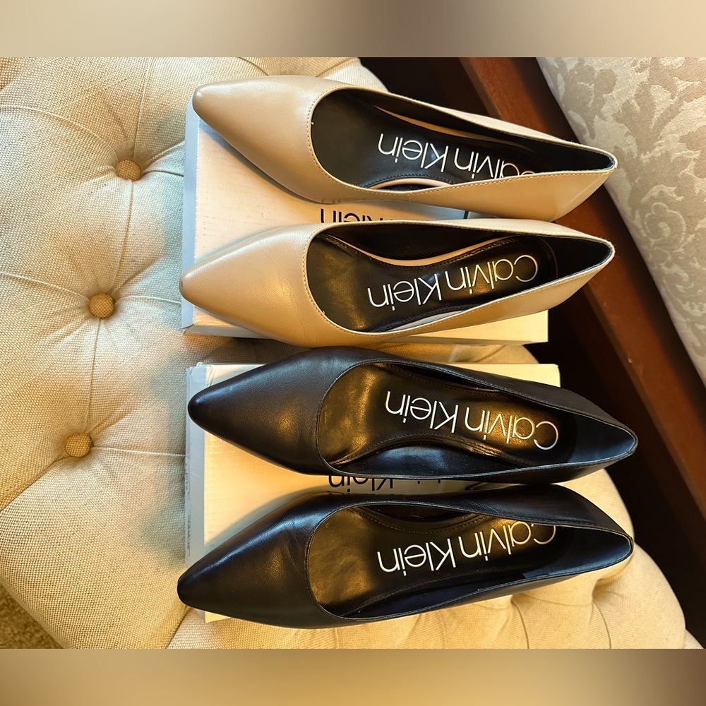TWO PAIRS:  Calvin Klein leather pumps duet bundle!